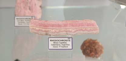 A sample of the mineral Rhodochrosite.